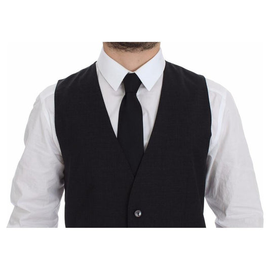 Dolce & Gabbana Gray Slim Fit Button Front Dress Formal Vest GSS10419-1