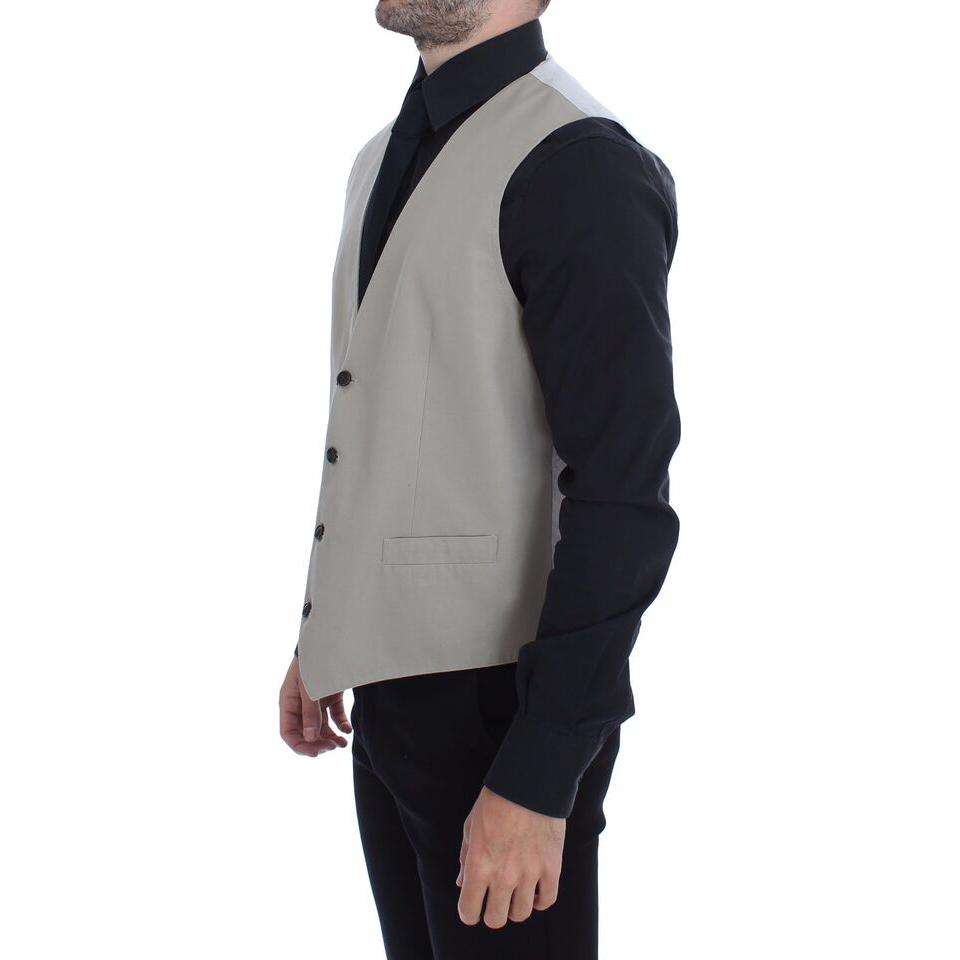 Dolce & Gabbana Beige Cotton Silk Blend Dress Vest Blazer VES10094-1
