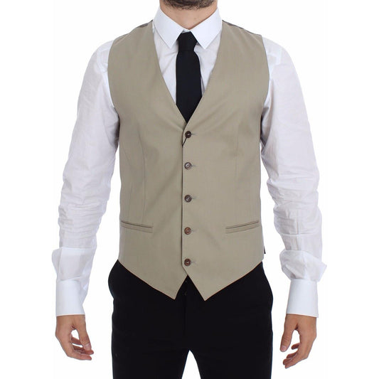 Dolce & Gabbana Beige Cotton Dress Vest Blazer Jacket VES10087-1