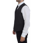 Dolce & Gabbana Gray Striped Wool Logo Vest Gilet Weste GSS12033-1