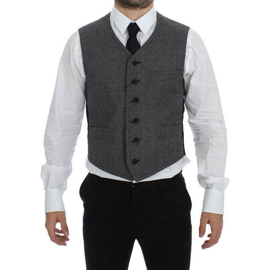 Dolce & Gabbana Gray Cotton Blend Logo Vest Gilet Weste GSS12044-1