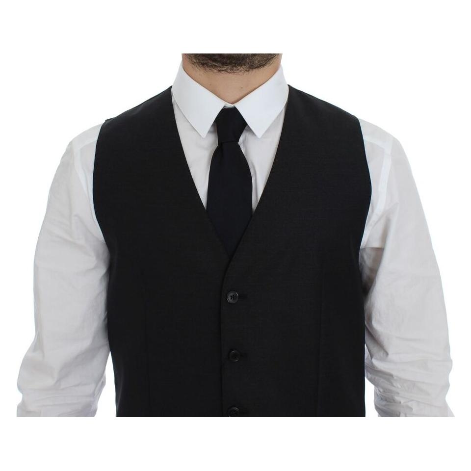 Dolce & Gabbana Gray Wool Silk Dress Vest Gilet Weste GSS12046-1