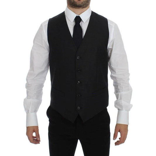 Dolce & Gabbana Gray Wool Silk Dress Vest Gilet Weste GSS12046-1
