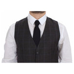 Dolce & Gabbana Brown Check Wool Single Breasted Vest GSS11956-1