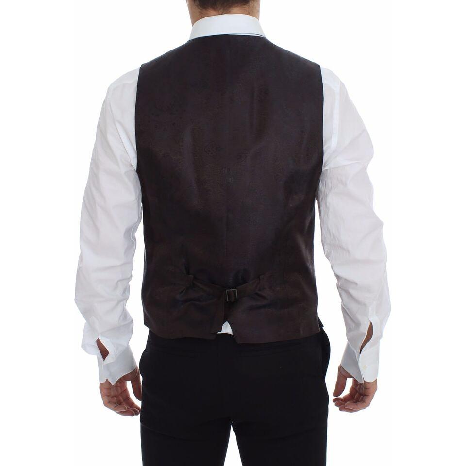 Dolce & Gabbana Brown Check Wool Single Breasted Vest GSS11956-1