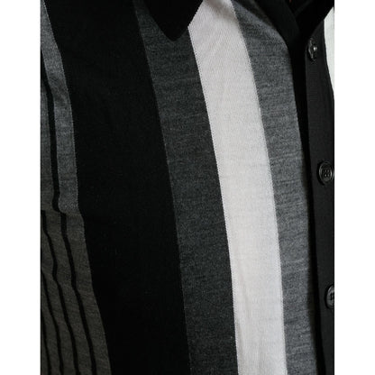 Dolce & Gabbana Black White Jumper Cardigan Polo Sweater