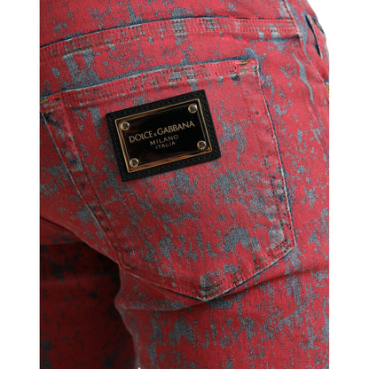 Dolce & Gabbana Red Cotton Dye Slim Fit Men Denim Jeans