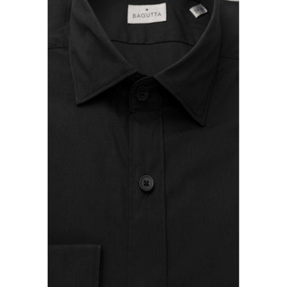 Bagutta Black Cotton Men Slim Shirt