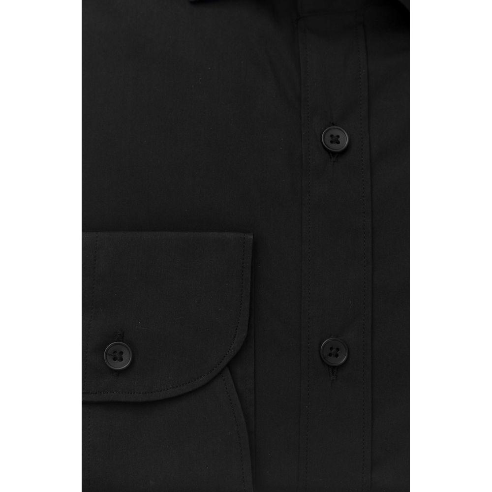 Bagutta Black Cotton Men Slim Shirt