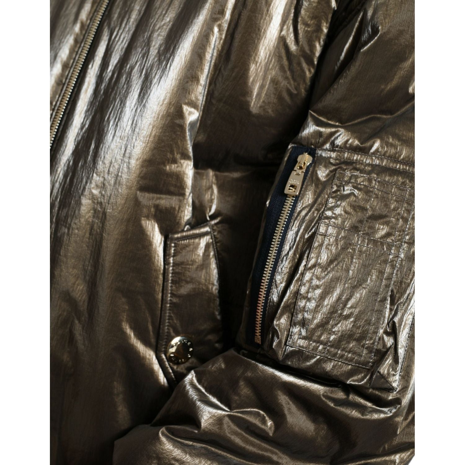 Dolce & Gabbana Bronze Nylon Full Zip Men Bomber Jacket