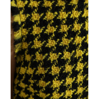 Dolce & Gabbana Yellow Houndstooth Sleeveless Aline Mini Dress