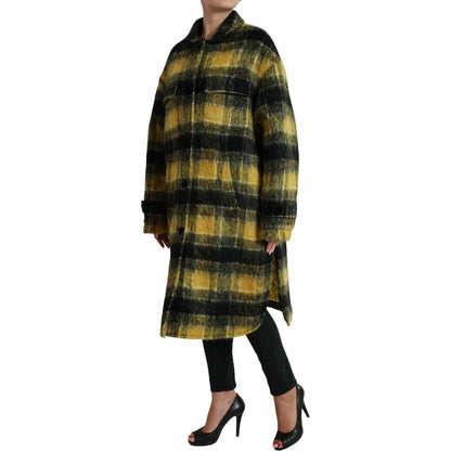 Dolce & Gabbana Yellow Plaid Long Sleeve Casual Coat Jacket