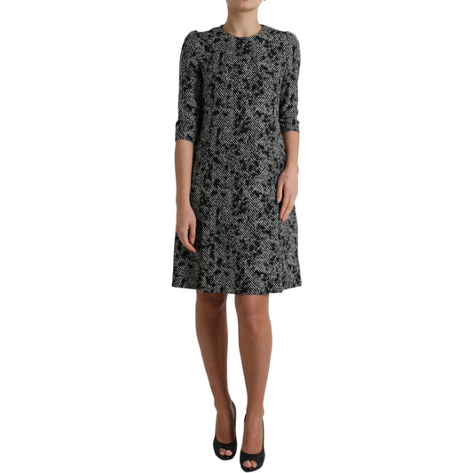 Dolce & Gabbana Black Chevron Polyester Shift Mini Dress