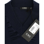 Costume National Dark blue V-neck wool sweater SIG12054-2