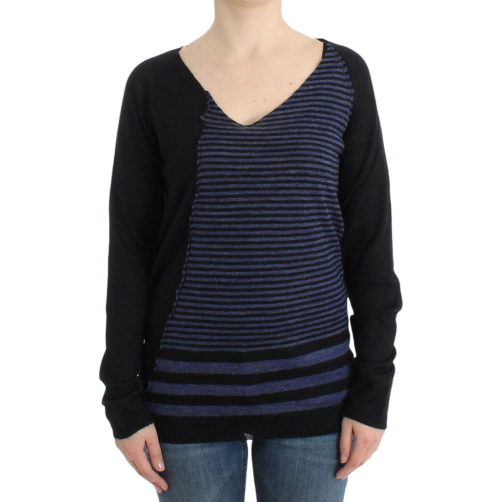 Costume National Black striped V-neck sweater SIG12052-1