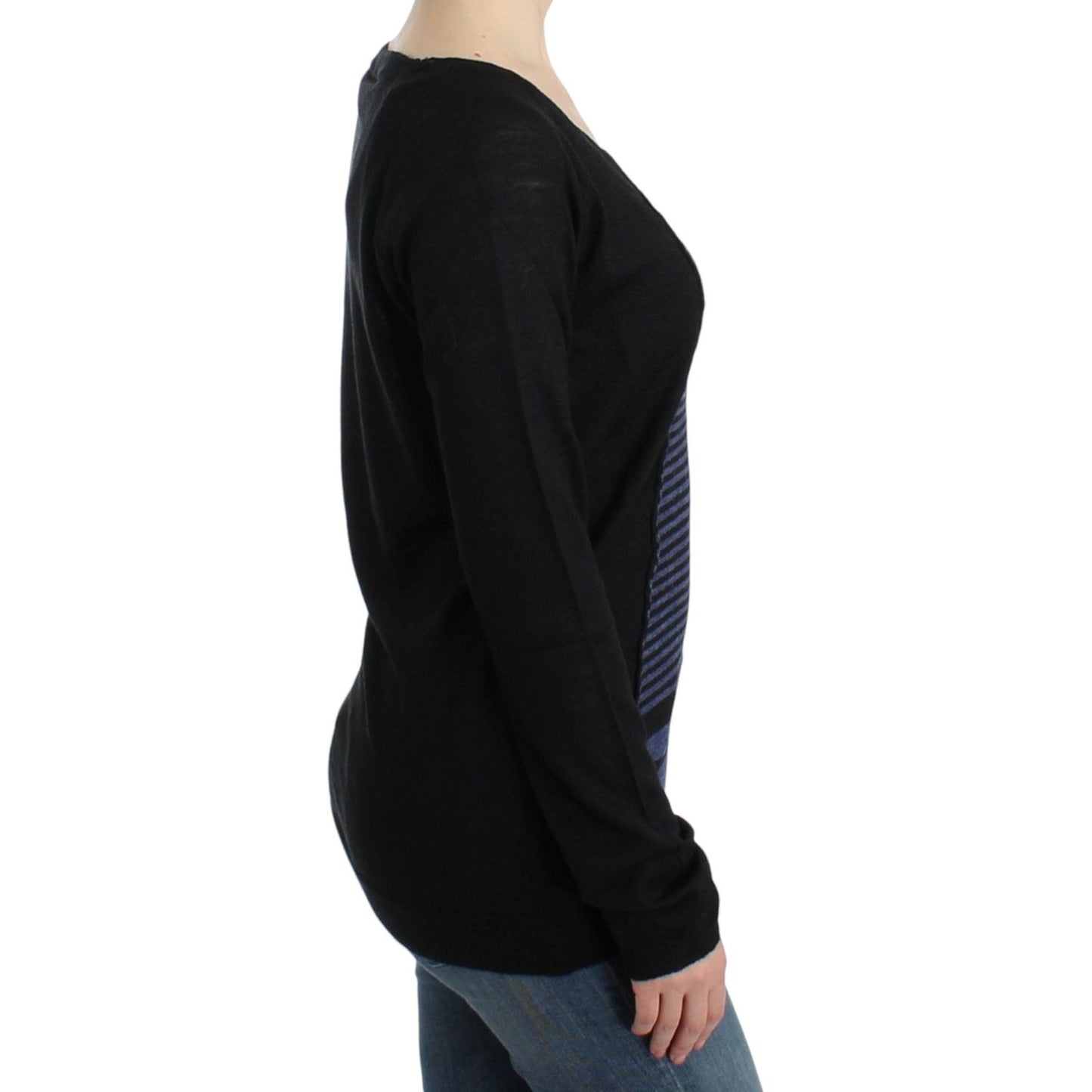 Costume National Black striped V-neck sweater SIG12052-1