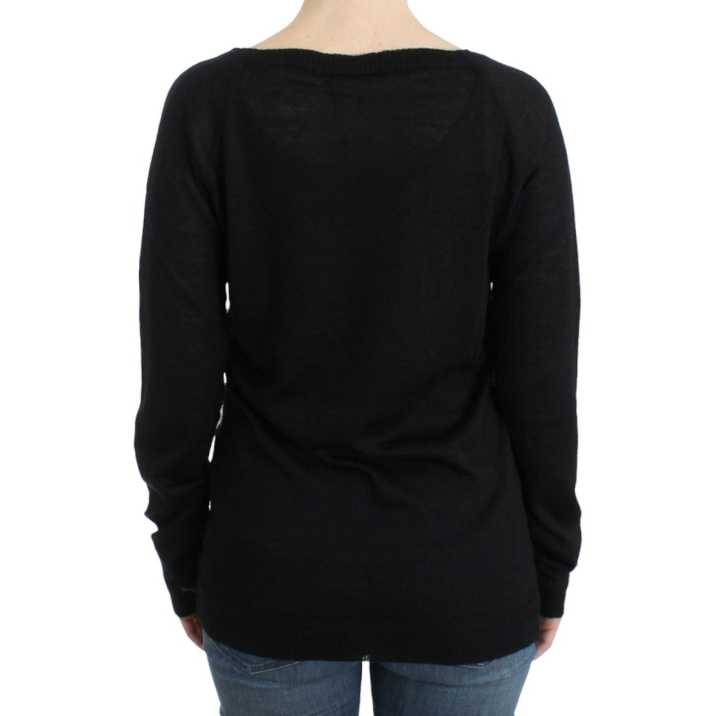 Costume National Black striped V-neck sweater SIG12052-1