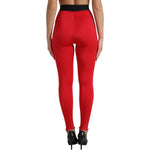 Dolce & Gabbana Red Nylon DG Logo Slim Leggings Pants PAN74935-40