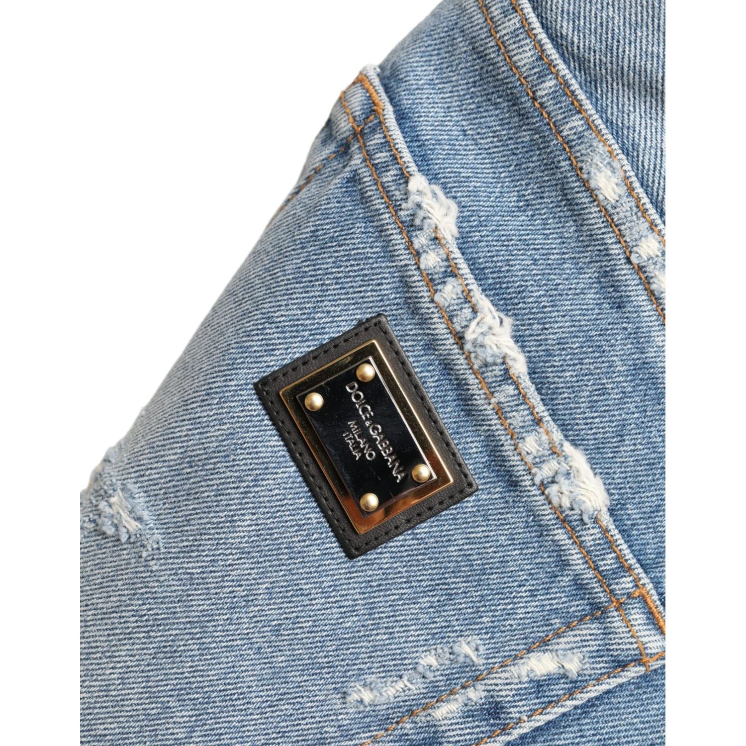 高腰缀饰百慕大牛仔短裤