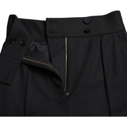 Dolce & Gabbana Black Wool High Waist Tapered Pants