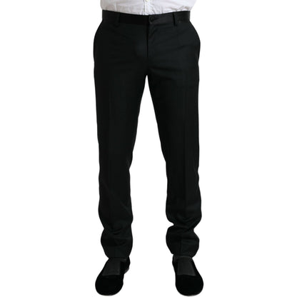Dolce & Gabbana Black Wool Slim Fit Formal Trouser Dress Pants
