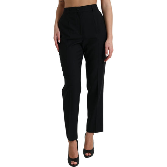 Dolce & Gabbana Black Wool High Waist Straight Pants