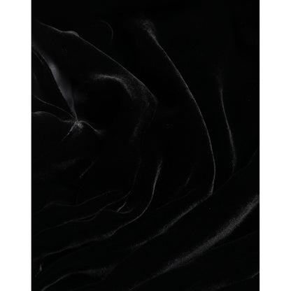 Dolce & Gabbana Black Velvet Fitted Padded Shoulder Blouse Top