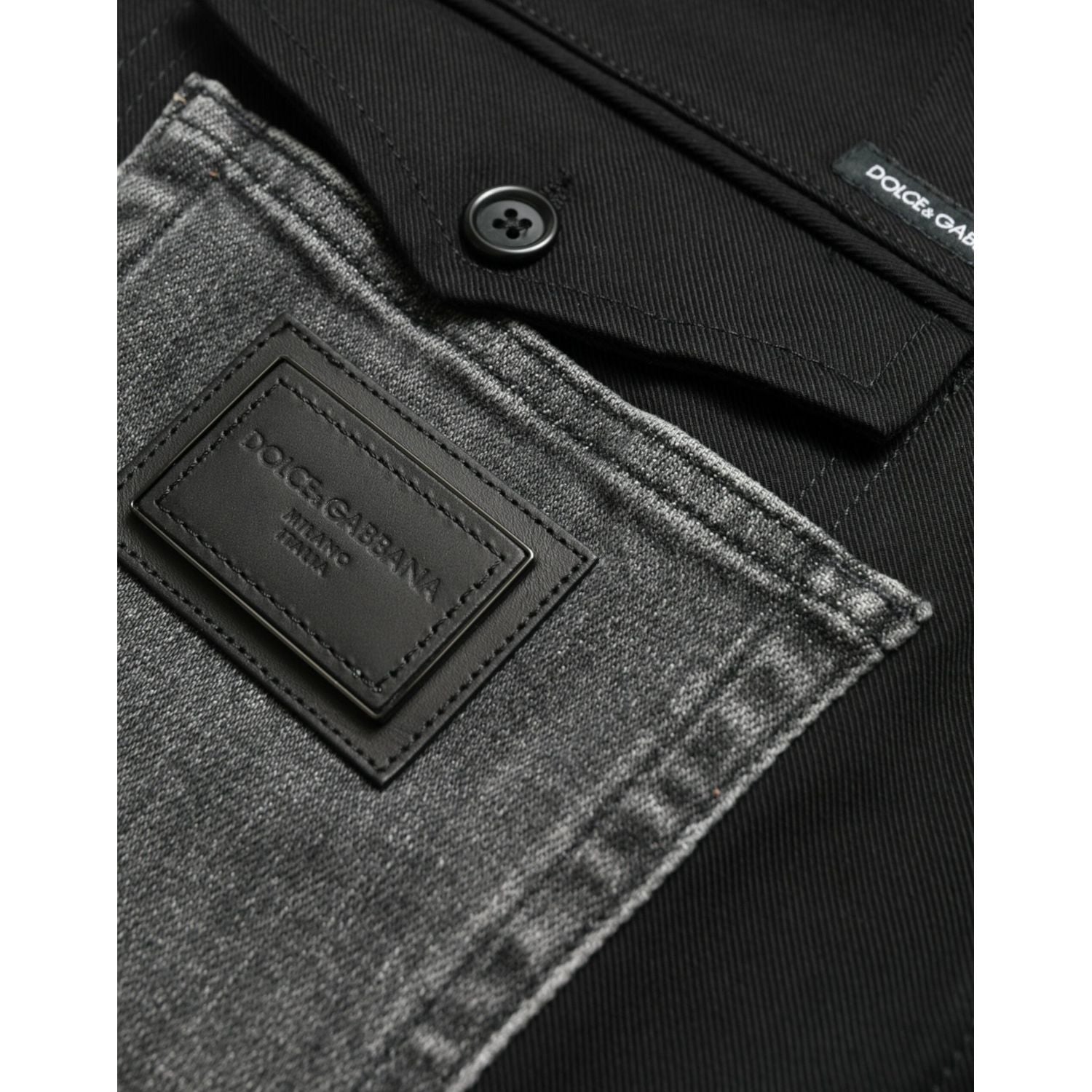 Dolce & Gabbana Black Gray Slim Cotton Denim Jeans Pants