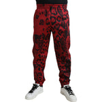 Dolce & Gabbana Red Black Leopard Stretch Jogger Pants PAN75025-56