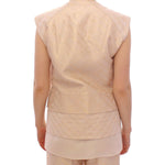 Zeyneptosun Beige brocade sleeveless jacket MOM10089-1