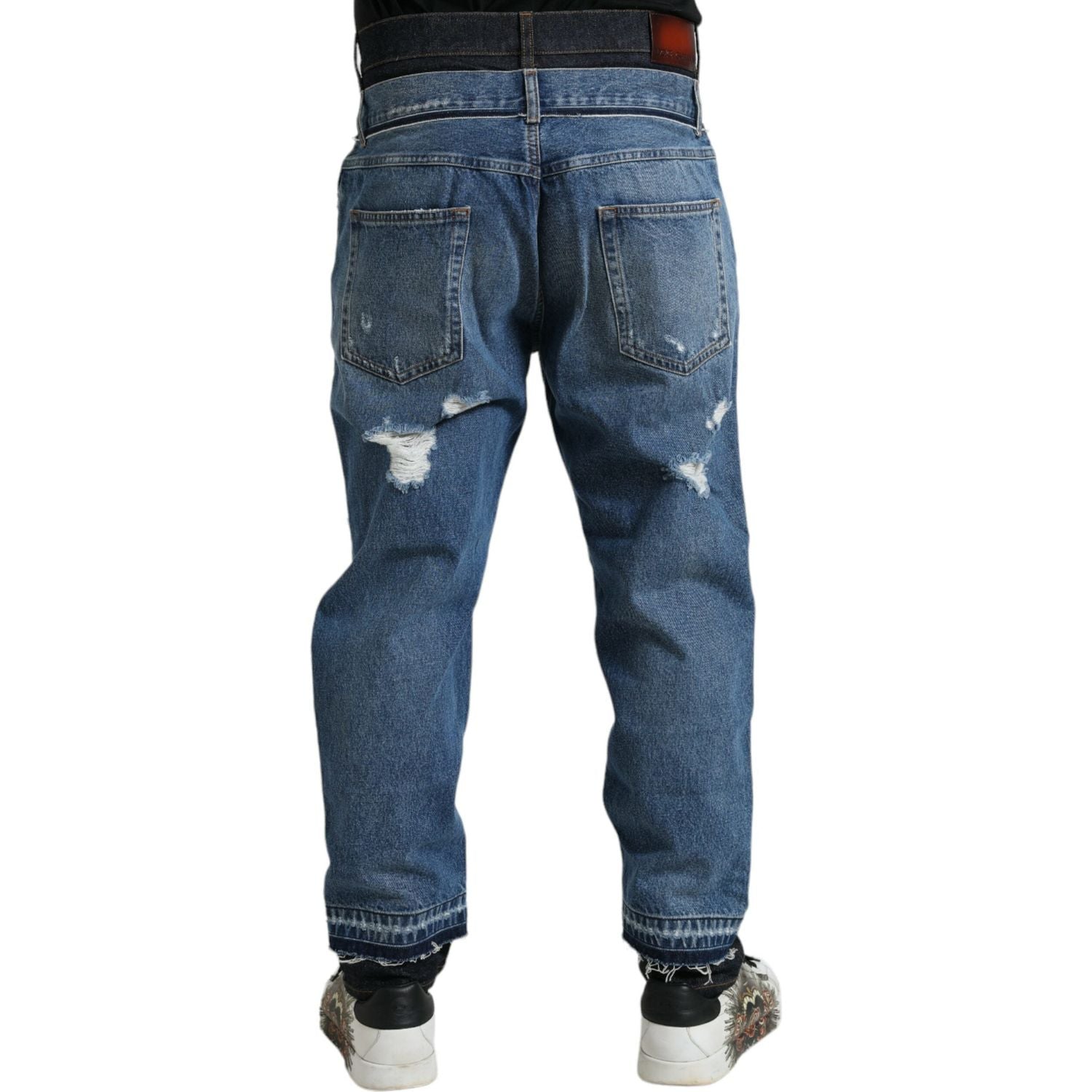 Dolce & Gabbana Blue Tattered Cotton Men Denim Jeans