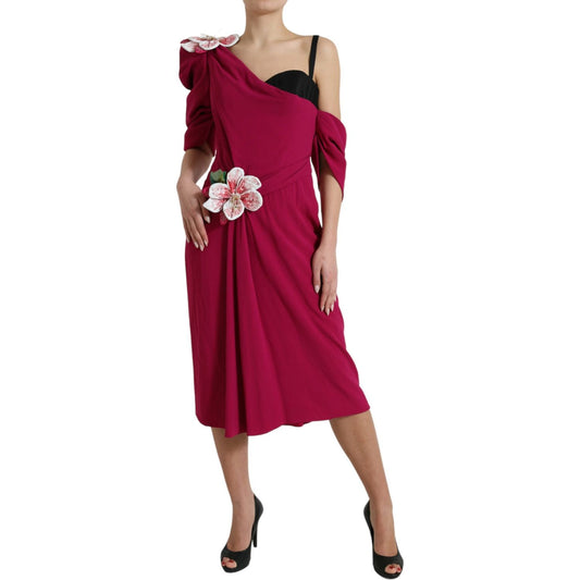 Dolce & Gabbana Purple Flower Embellished One Shoulder Dress DR281008-42