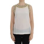 Dolce & Gabbana White crystal embellished tank top SIG13303-1