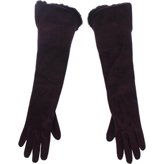 Dolce & Gabbana Purple Mink Fur Goatskin Suede Leather Gloves MOM11456-1
