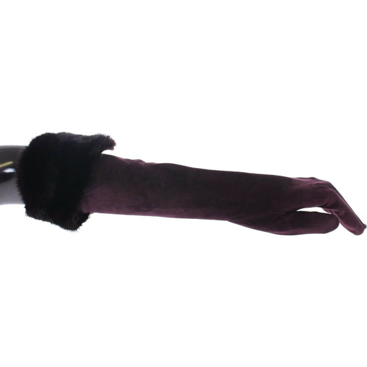 Dolce & Gabbana Purple Mink Fur Goatskin Suede Leather Gloves MOM11456-1