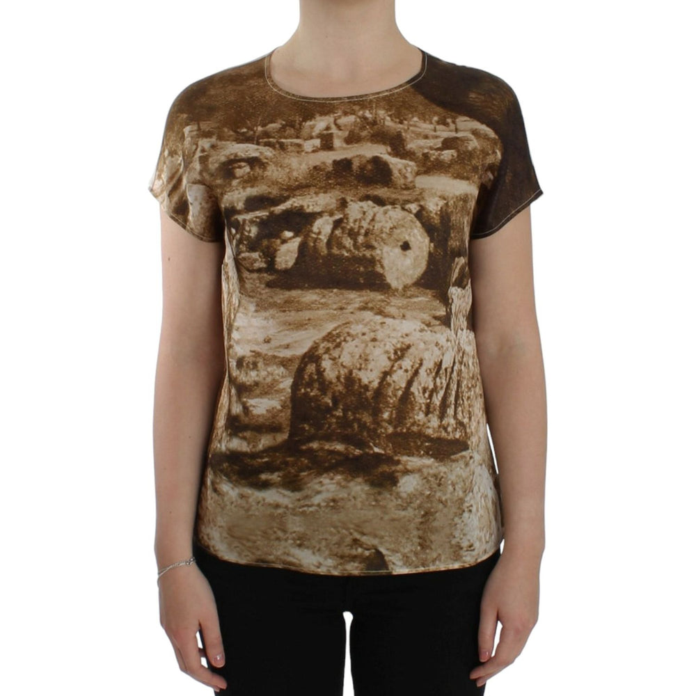 Dolce & Gabbana Brown Taormina silk blouse SIG13216-1