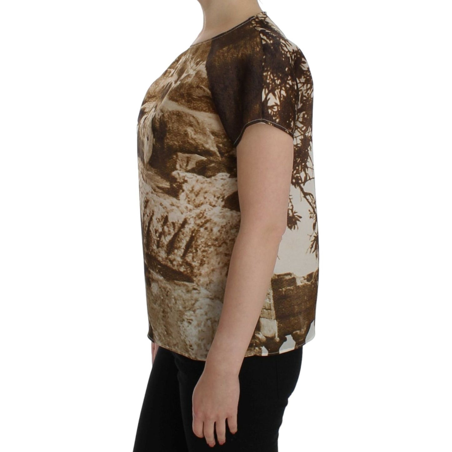 Dolce & Gabbana Brown Taormina silk blouse SIG13216-1