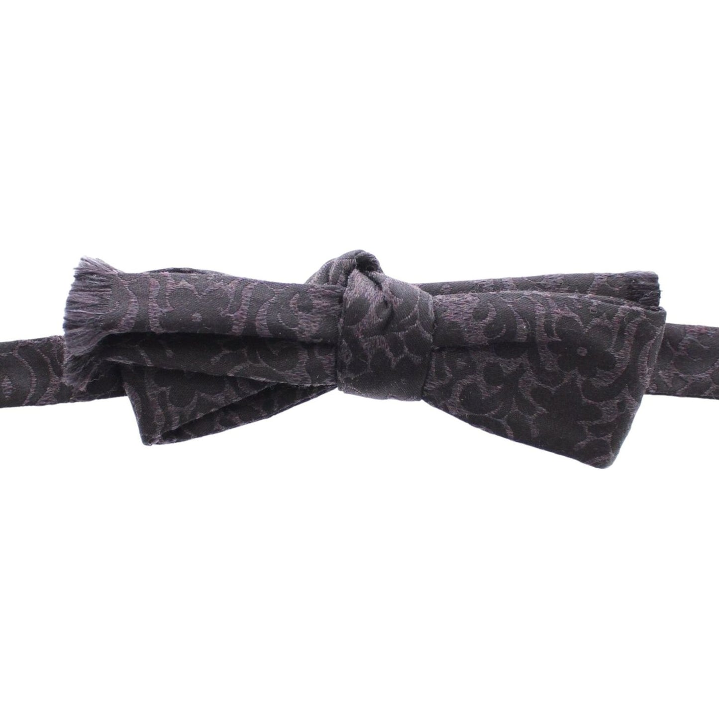 Dolce & Gabbana Gray Black Wool Silk Bow Tie MOM24124