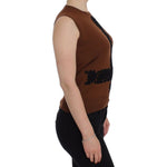 Dolce & Gabbana Brown Wool Black Lace Vest Sweater Top SIG13245-1