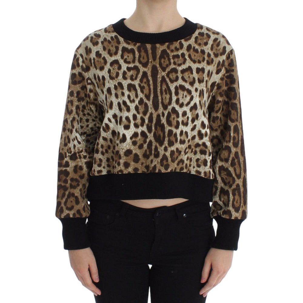 Dolce & Gabbana Leopard Print Crewneck Short Sweater SIG13185-1
