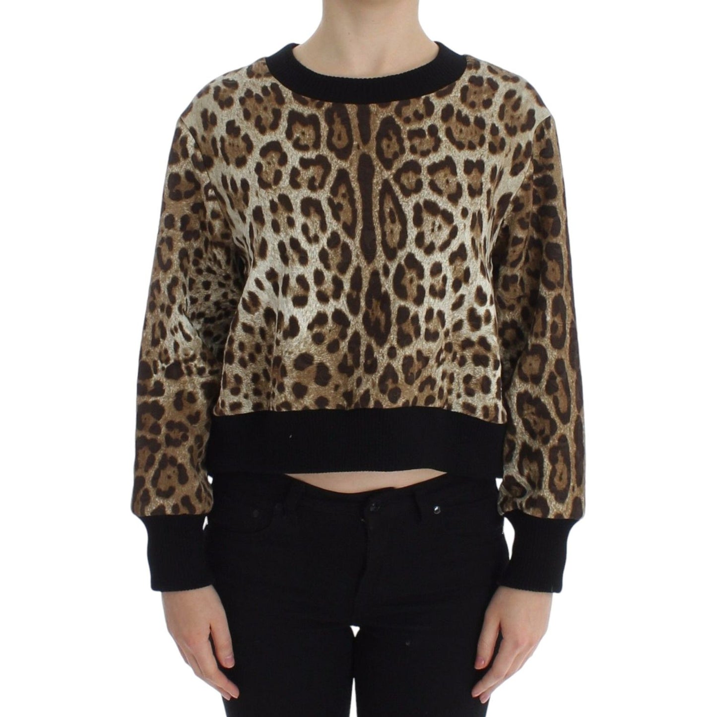 Dolce & Gabbana Leopard Print Crewneck Short Sweater SIG13185-1
