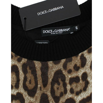 Dolce & Gabbana Leopard Print Crewneck Short Sweater