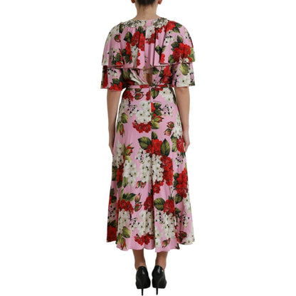 Dolce & Gabbana Multicolor Floral Crystal Embellished A-line Dress