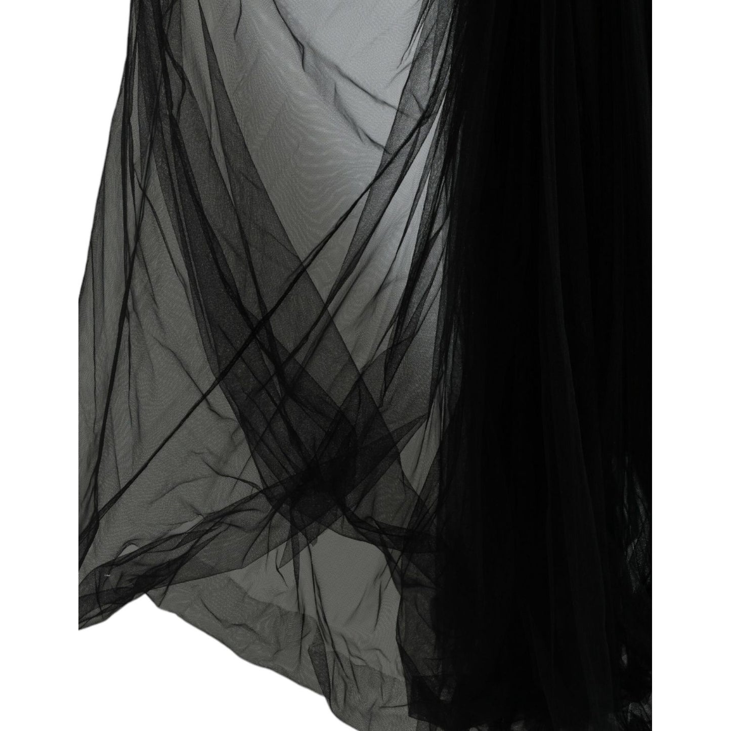 Dolce & Gabbana Black Sequined Sleeveless Mesh Layered Gown Dress