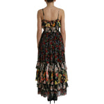 Dolce & Gabbana Multicolor Floral Chiffon Tiered Maxi Dress DR281071-40