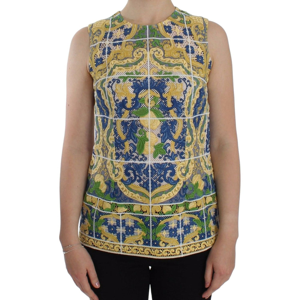 Dolce & Gabbana Multicolor Majolica Embroidered Sweater SIG13199-1