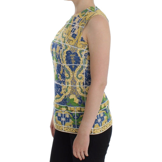 Dolce & Gabbana Multicolor Majolica Embroidered Sweater SIG13199-1