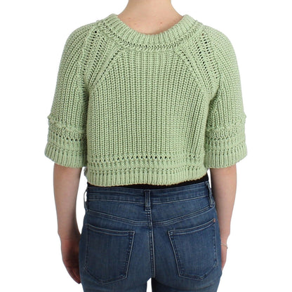 Ermanno Scervino Green Cropped Knit Sweater Knitted Jumper