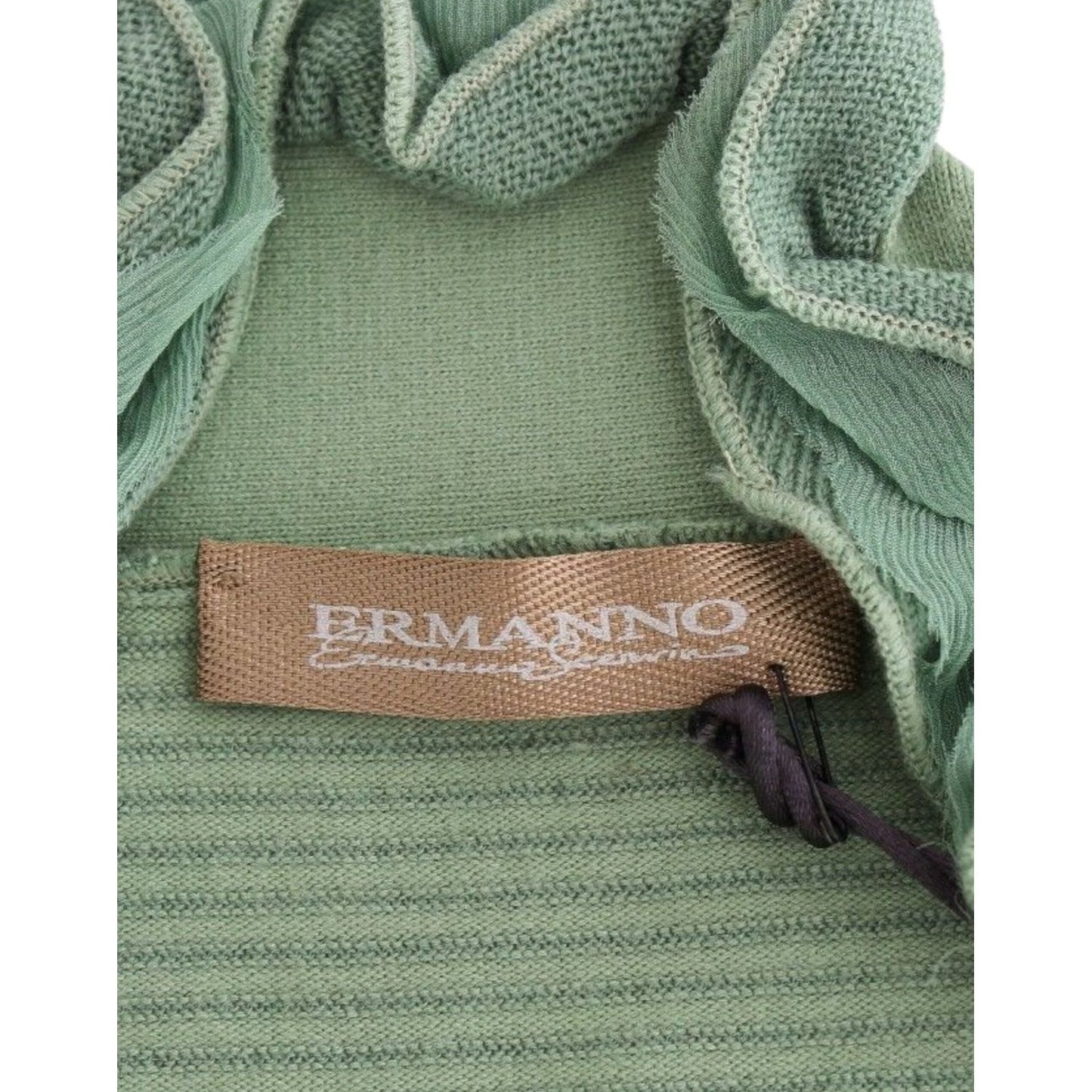 Ermanno Scervino Green Wool Blend Striped Long Sleeve Sweater