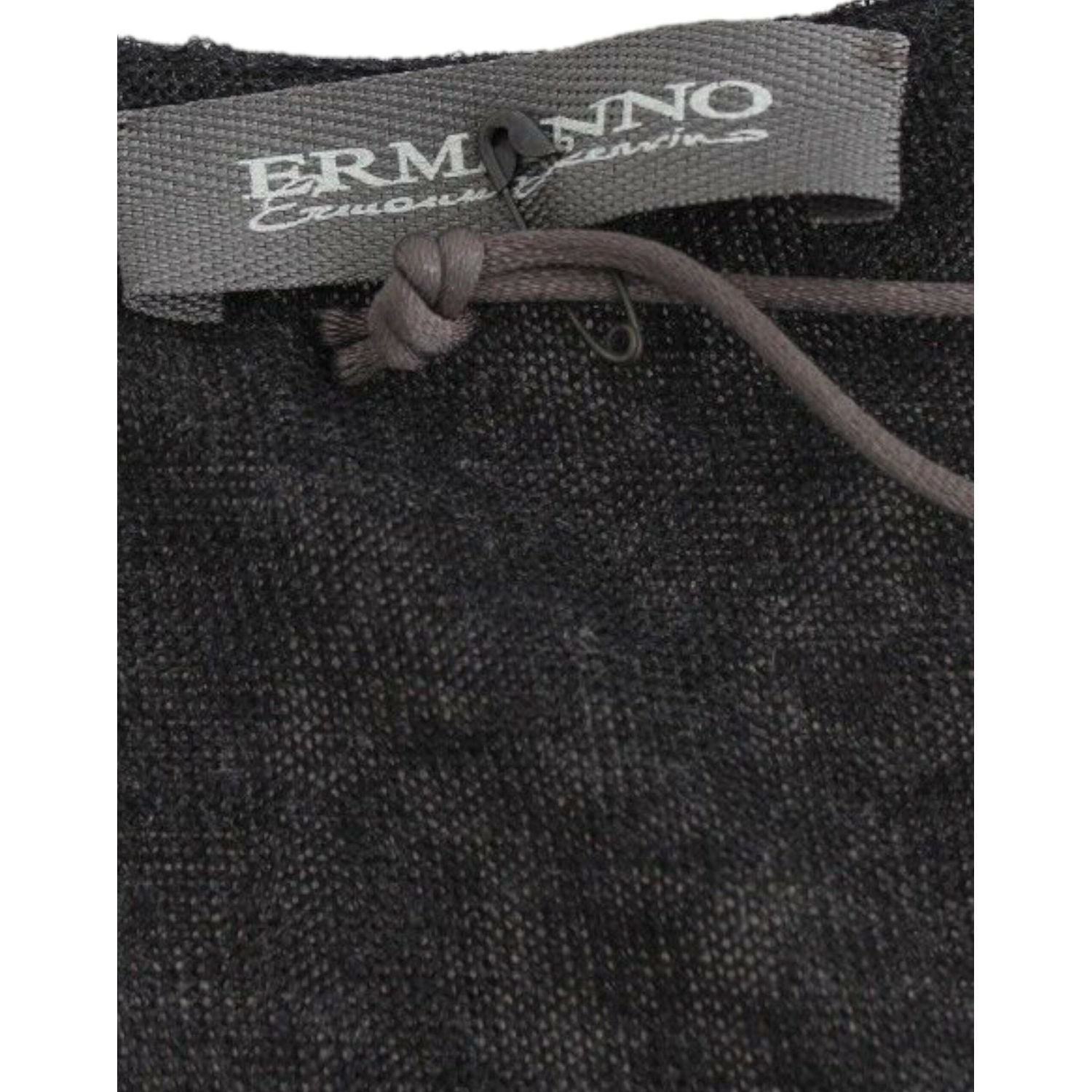 Ermanno Scervino Black Wool Blend Stretch Long Sleeve Sweater